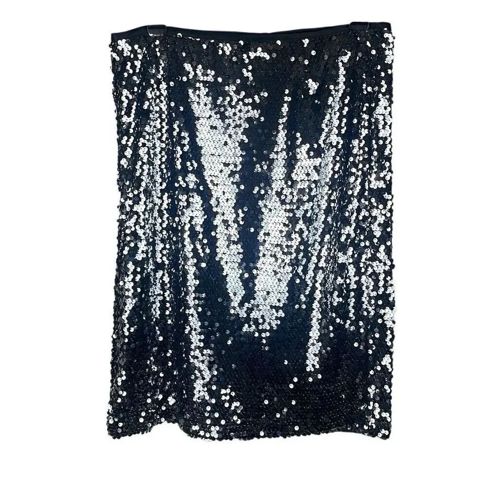 Paillette Sequin Pencil Skirt Gunmetal Silver 8